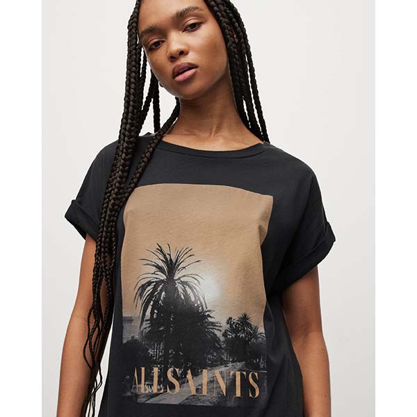 Allsaints Australia Womens Palma Imogen Boyfriend Graphic T-Shirt Black AU57-275